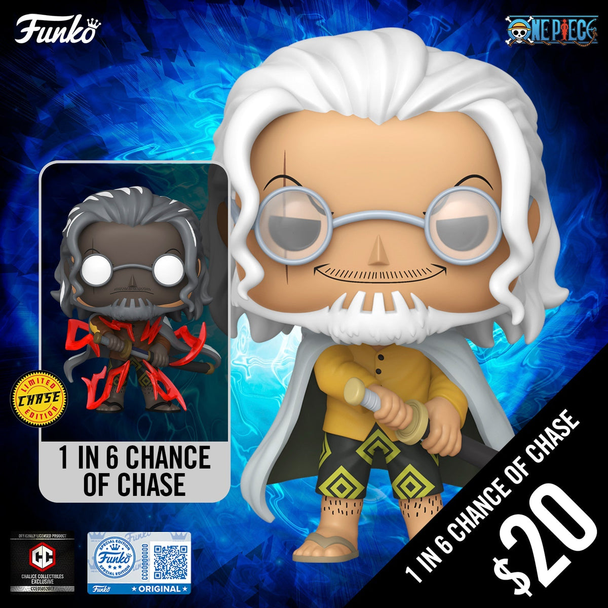 Funko Pop! Chalice Exclusive: One Piece S12: Silvers Rayleigh #2150 (1 in 6 chance of Chase)