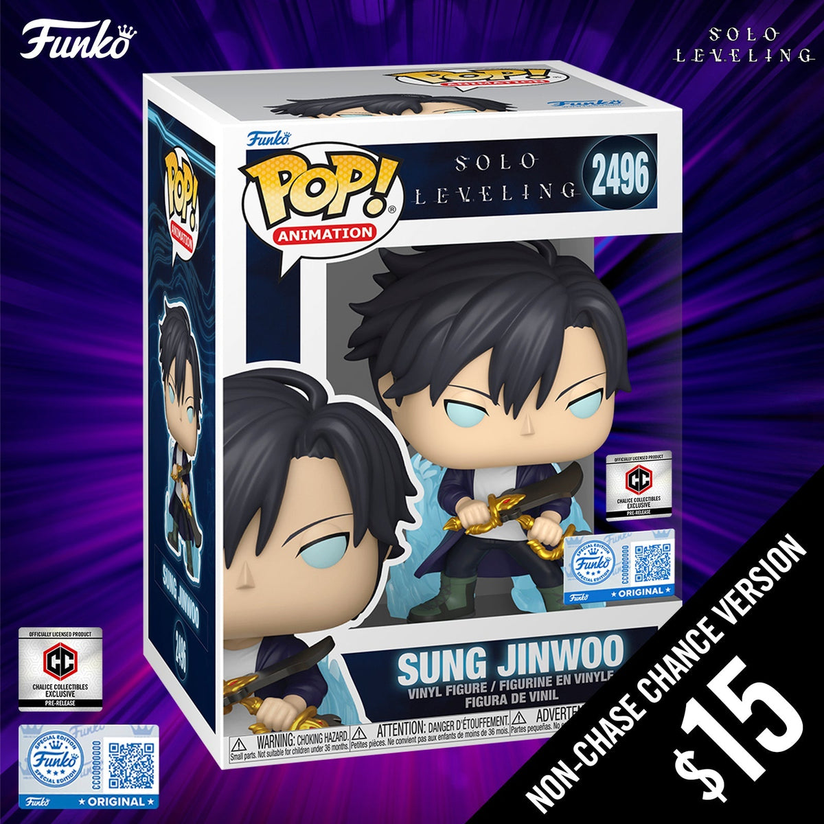 Pre-Order: Funko Pop! Solo Leveling S2: Jinwoo (Aura) #2496 (Non-Chase) (PR)