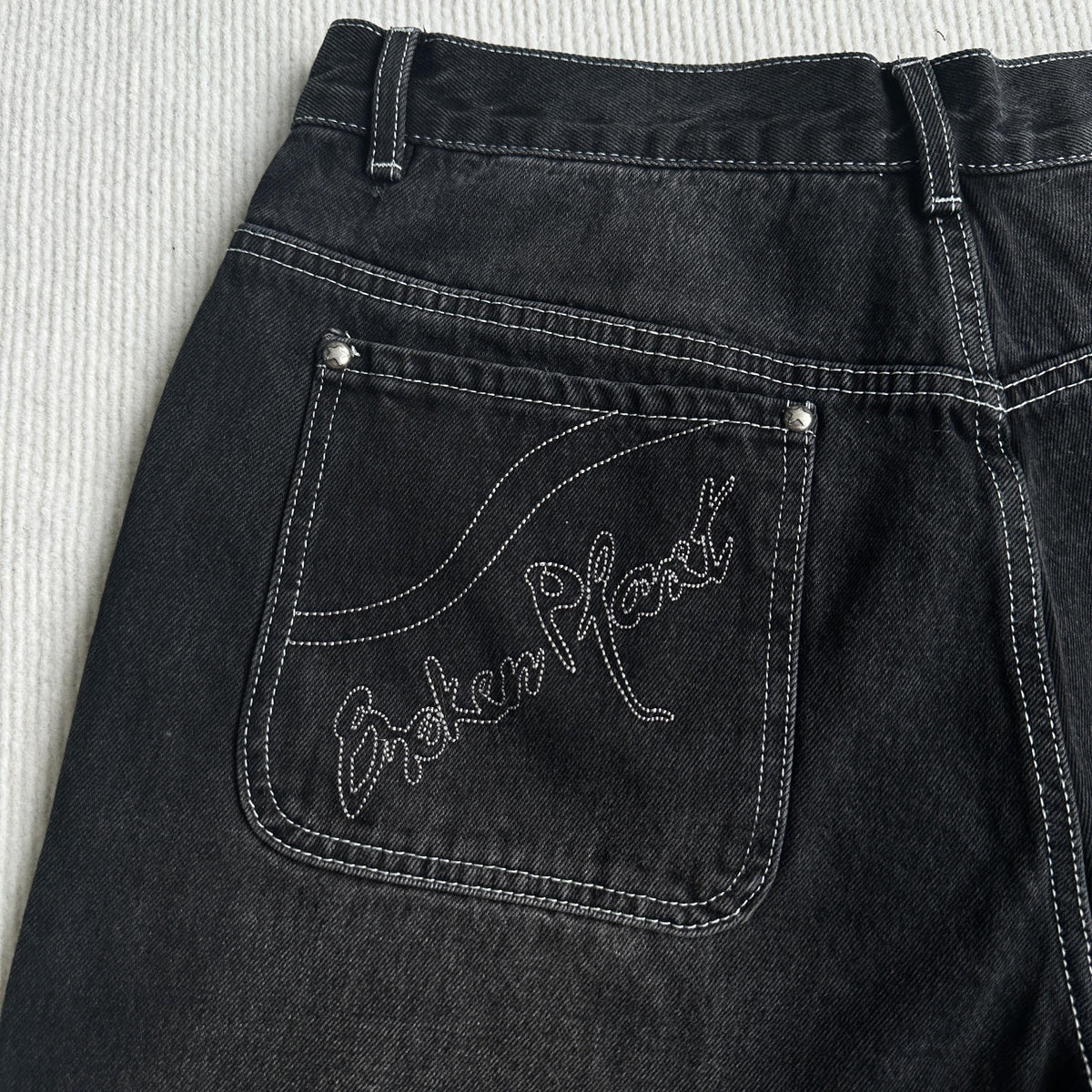 Broken P Denim Jeans Shorts