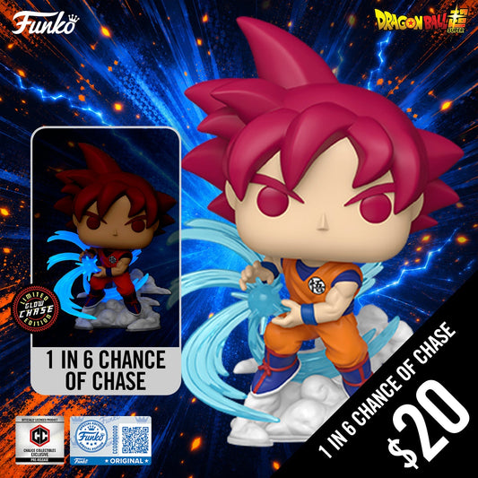 Pre-Order: Funko Pop! Chalice Exclusive: DBS: Super Saiyan God Goku  #2491 (1 in 6 chance of Chase) (PR)