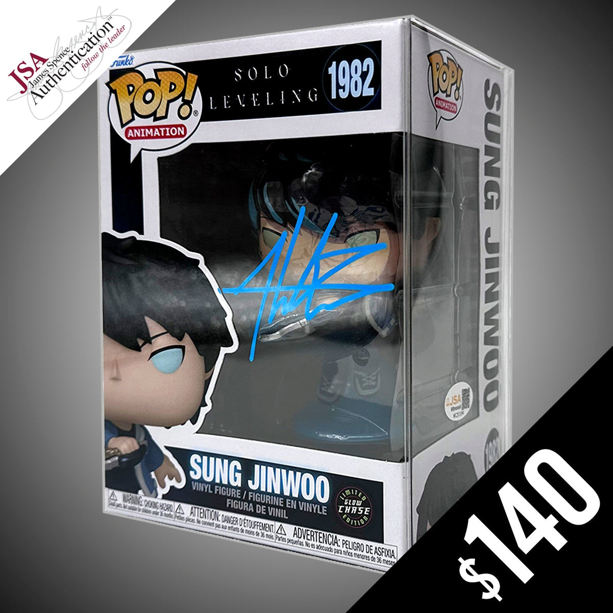 Funko Pop! Solo Leveling: Sung Jinwoo #1982 (CHASE) - SIGNED by Aleks Le (JSA Certified)