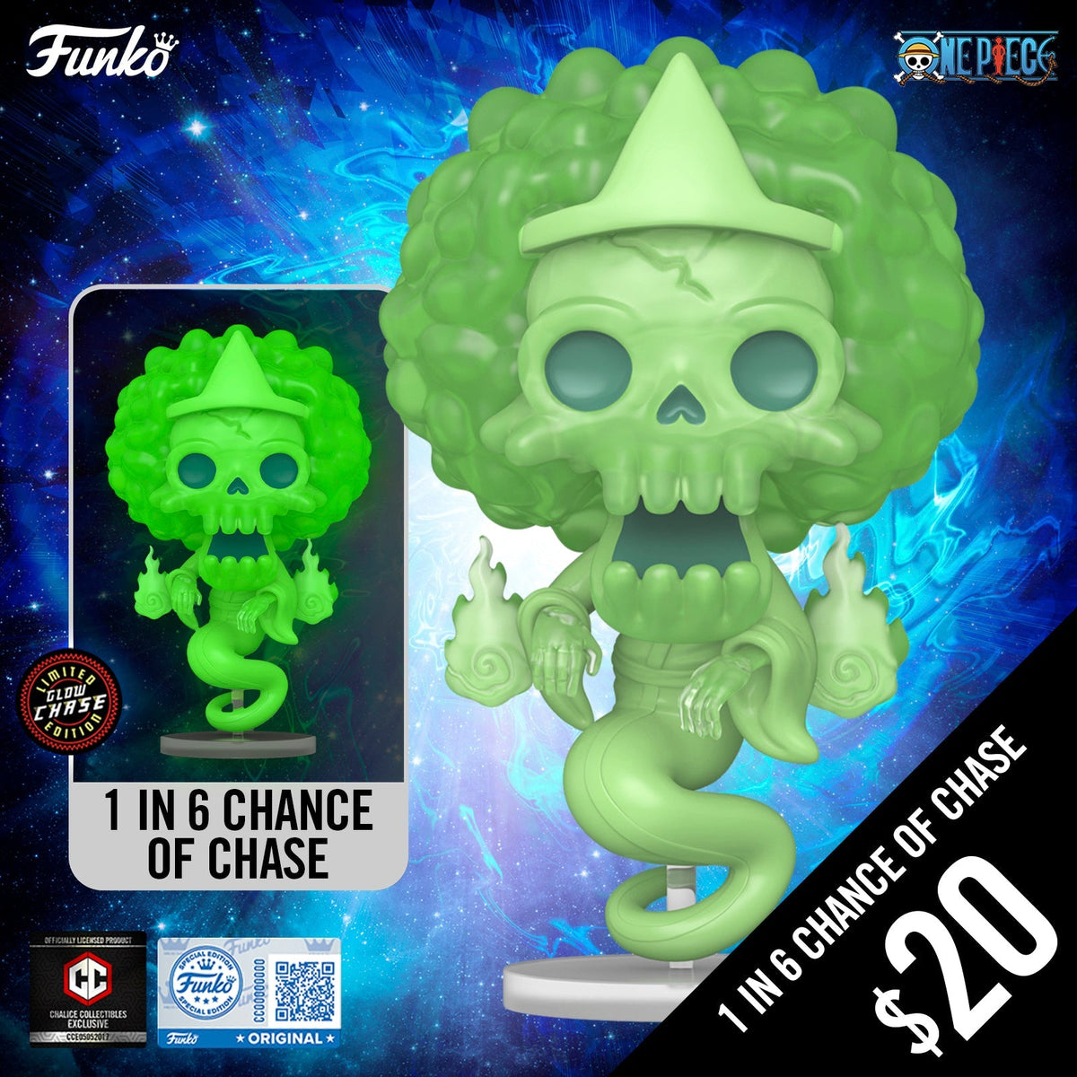 Funko Pop! Chalice Exclusive: One Piece S14: Brook (Ghost) #2325 (1 in 6 chance of Chase)