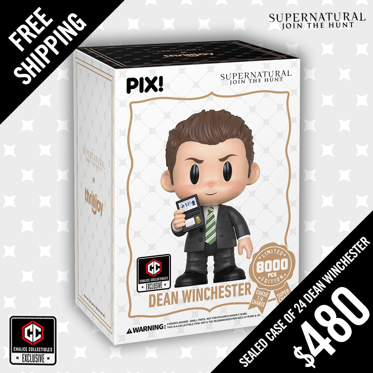 Thrilljoy PIX: Chalice Exclusive: Supernatural: Dean Winchester (LE8000) FULL SEALED CASE of 24 (FREE SHIPPING)