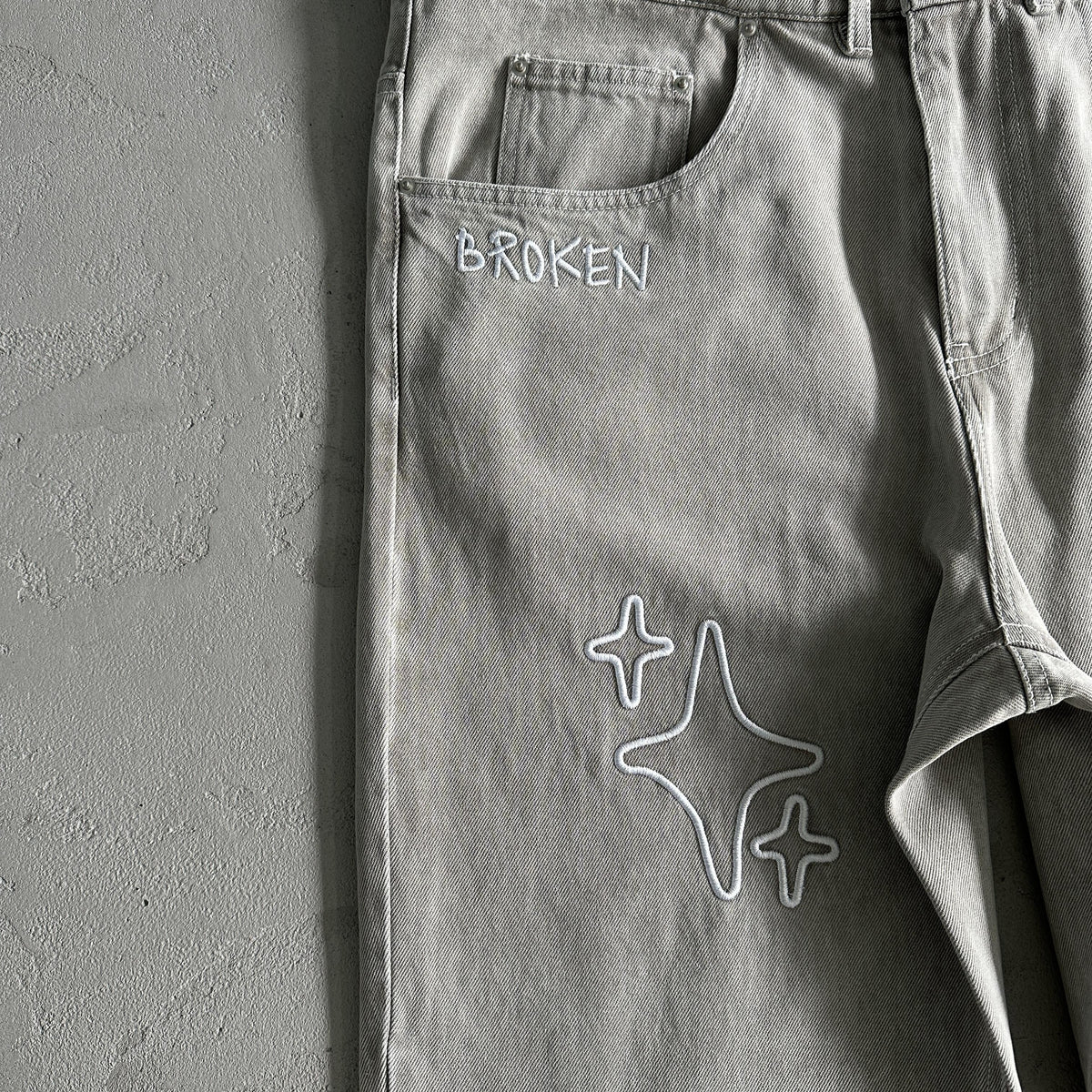 Broken P White Star Pants