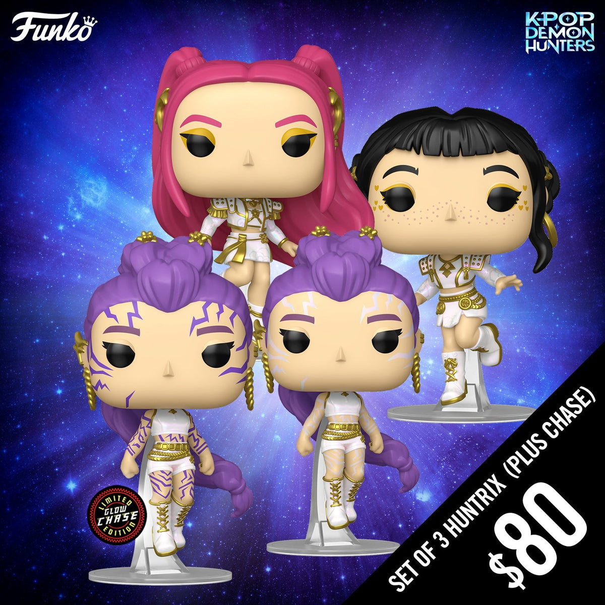 Pre-Order: Funko Pop! KPop Demon Hunter S2: Set of 3 Huntrix (Plus Chase)