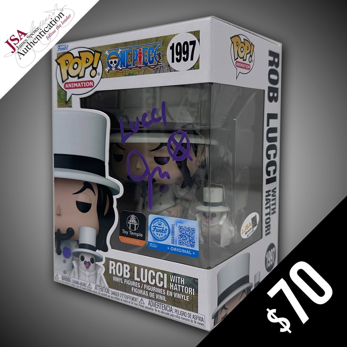 Funko Pop! One Piece: Lucci #1997 (non-chase) - SIGNED by Jason Liebrecht! (JSA Certified)